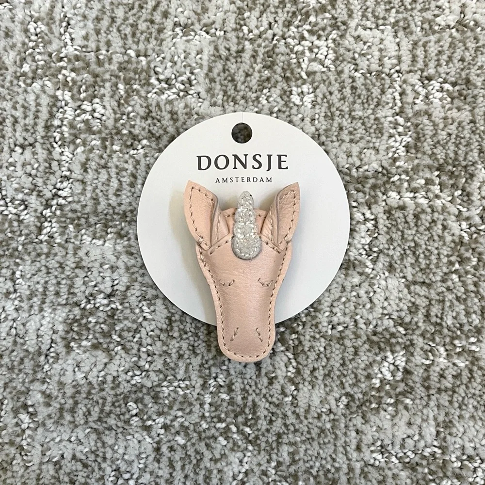 DONSJE Girls’ Leather Unicorn Josy Special Hairclip—Light Rose